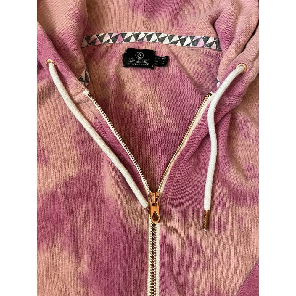 Volcom Tie Dye Lounge Set Pink Purple Zip Up Hoodie Medium Shorts Large 2 Piece - Picture 3 of 10